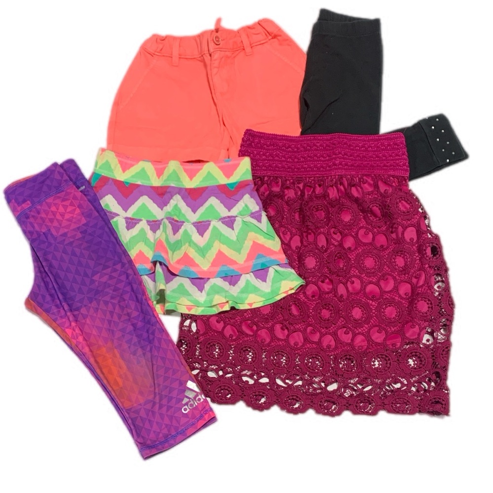 Adidas Kids Colorful Leggings and Skirt / Shorts Leggings Lot‎ Size 6 4272